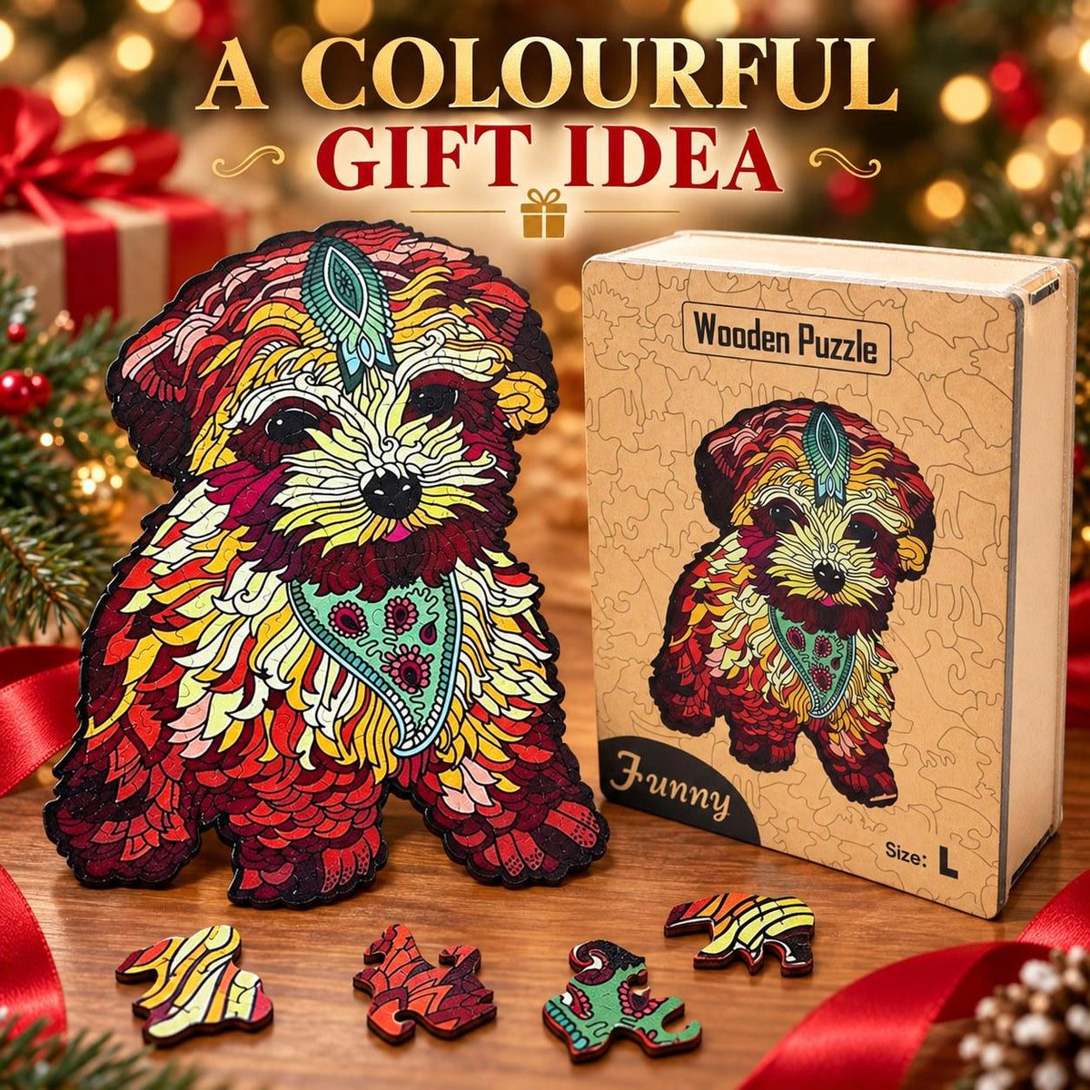 Puppy Wooden Jigsaw Puzzle for Adults, Large, Wooden Gift Box — photo 4
