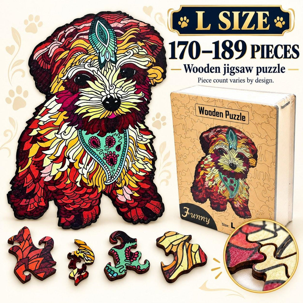 Puppy Wooden Jigsaw Puzzle for Adults, Large, Wooden Gift Box — photo 5