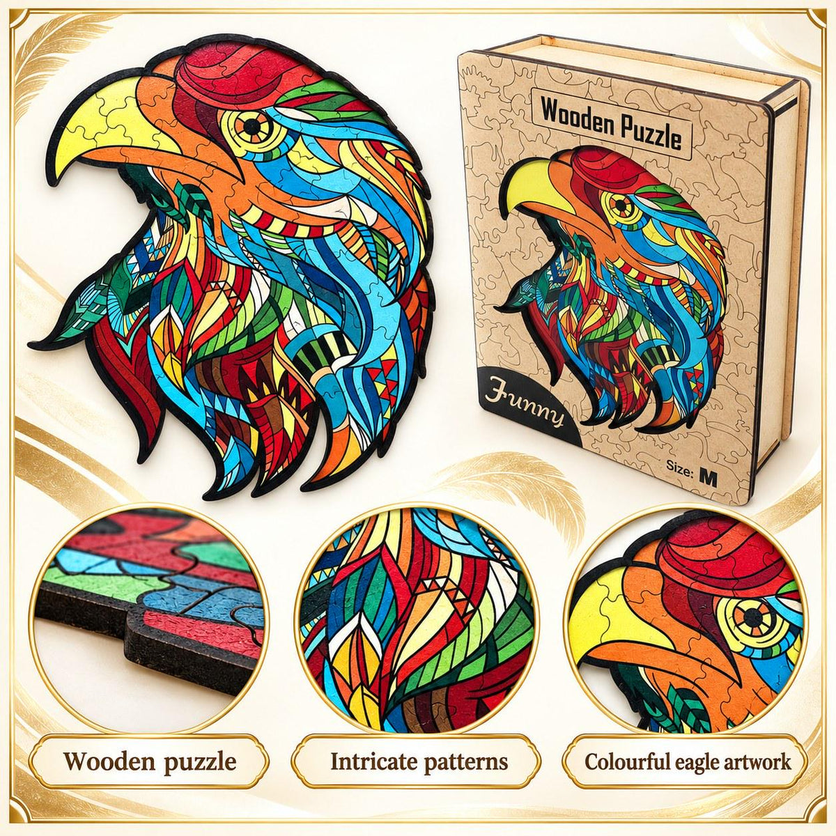 Eagle Wooden Jigsaw Puzzle for Adults, Medium, Wooden Gift Box — photo 2