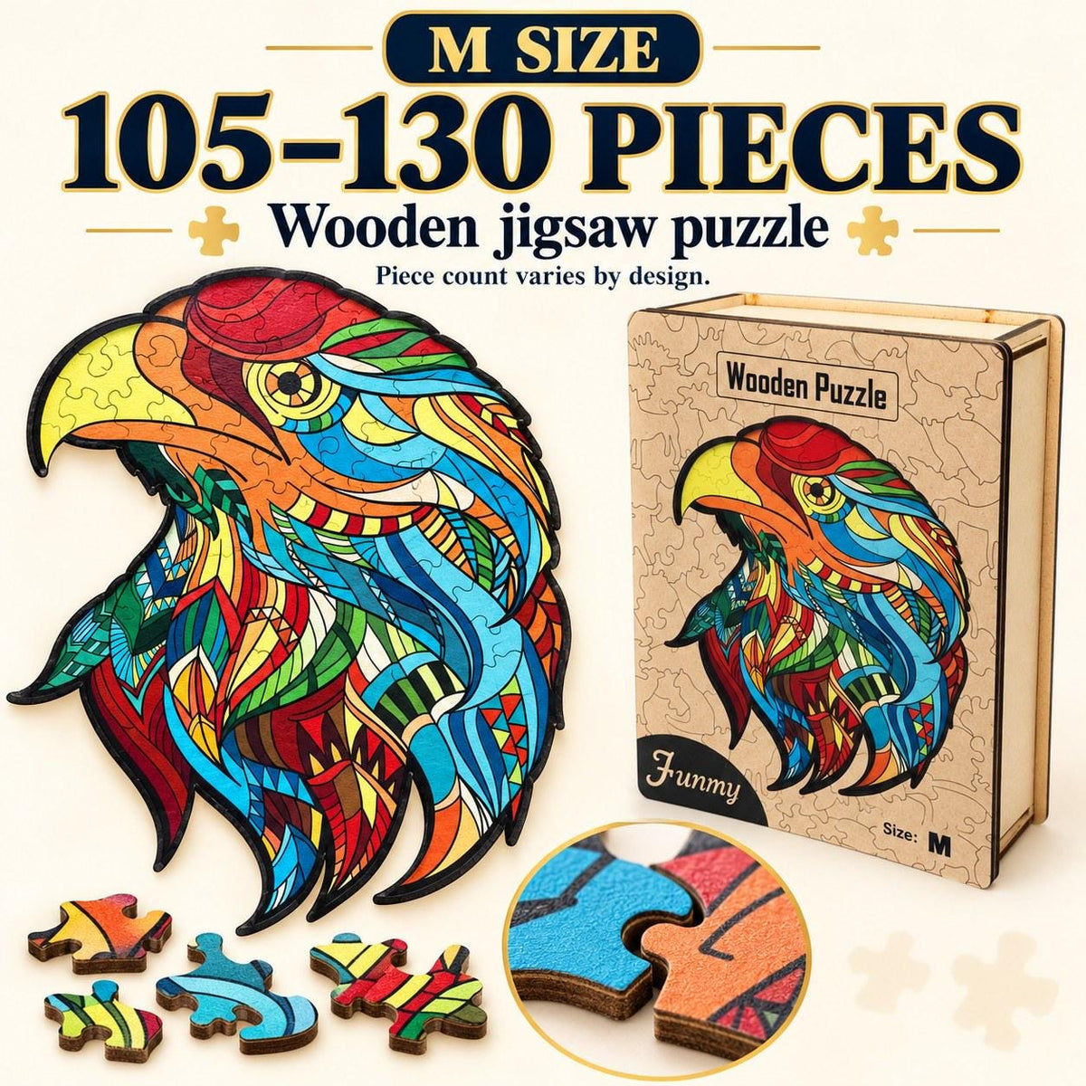 Eagle Wooden Jigsaw Puzzle for Adults, Medium, Wooden Gift Box — photo 5