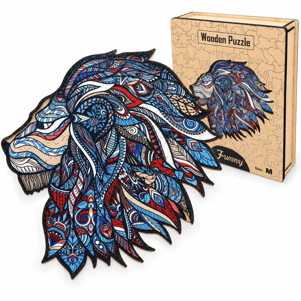 Lion Profile Wooden Jigsaw Puzzle for Adults, Medium, Wooden Gift Box — photo 1
