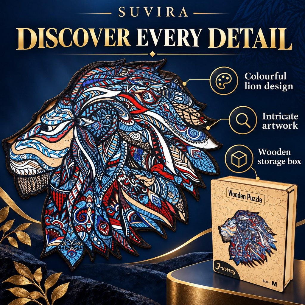 Lion Profile Wooden Jigsaw Puzzle for Adults, Medium, Wooden Gift Box — photo 5