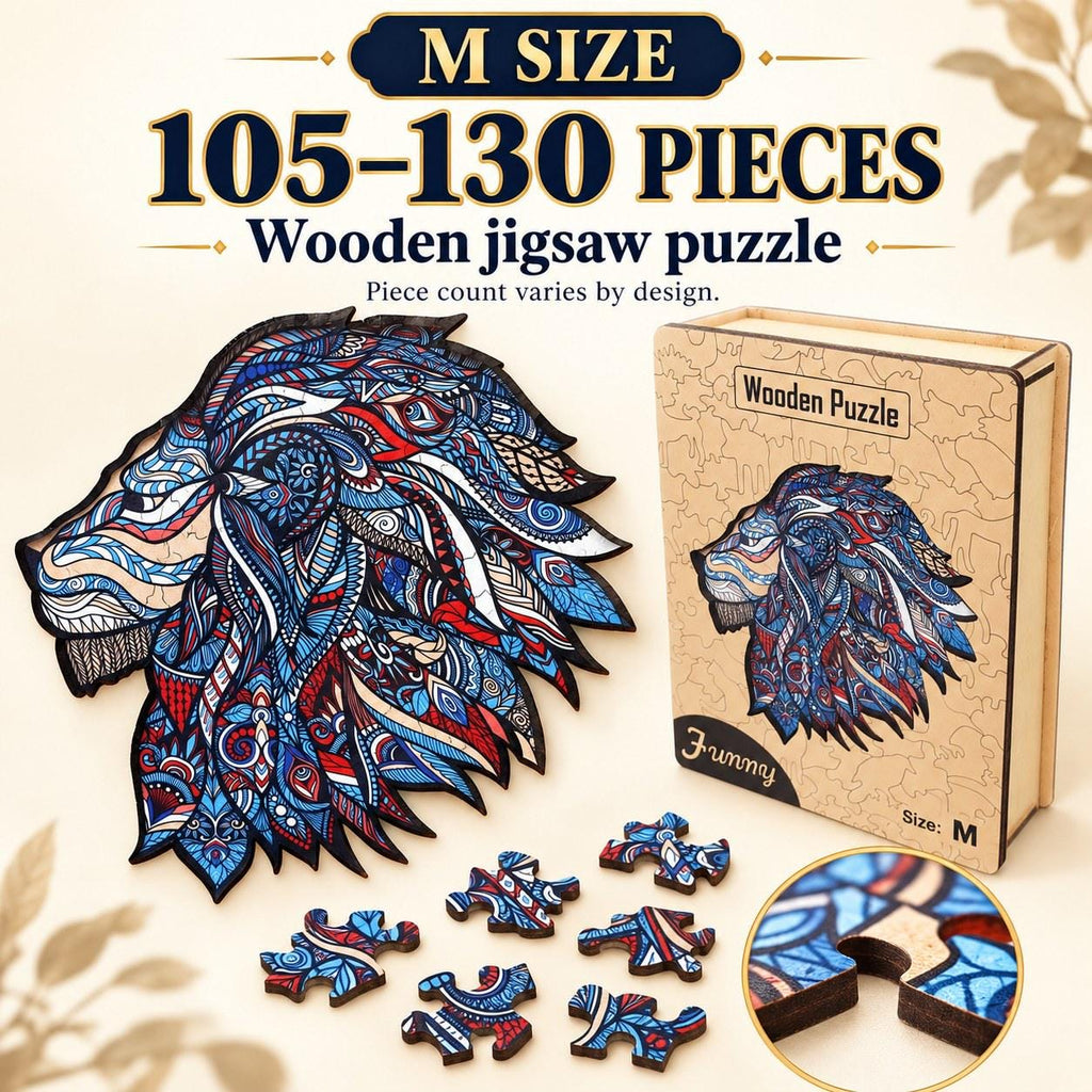 Lion Profile Wooden Jigsaw Puzzle for Adults, Medium, Wooden Gift Box — photo 6