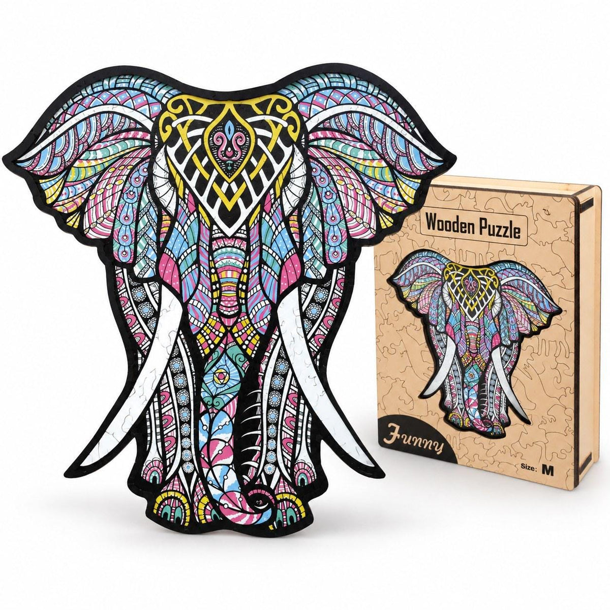 Elephant Wooden Jigsaw Puzzle for Adults, Medium, Wooden Gift Box — photo 1