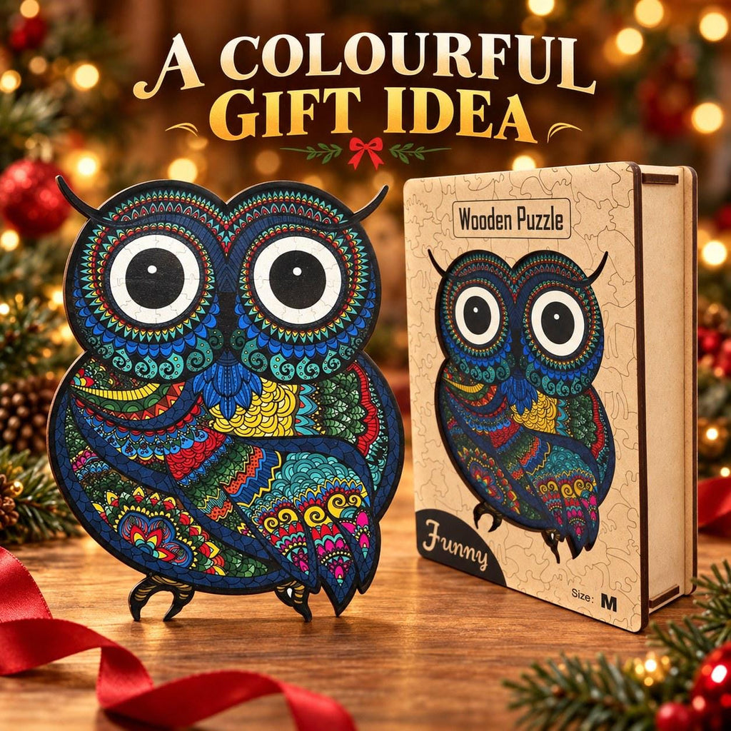 Round-Eyed Owl Wooden Jigsaw Puzzle for Adults, Medium, Wooden Gift Box — photo 6