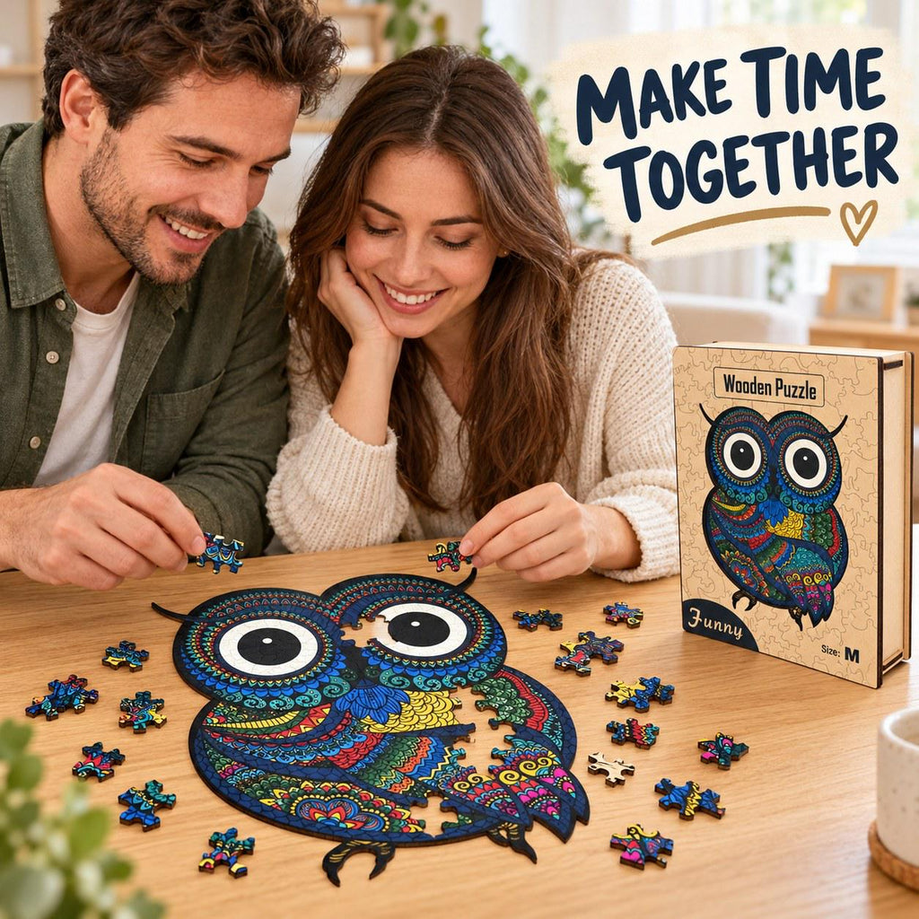 Round-Eyed Owl Wooden Jigsaw Puzzle for Adults, Medium, Wooden Gift Box — photo 3