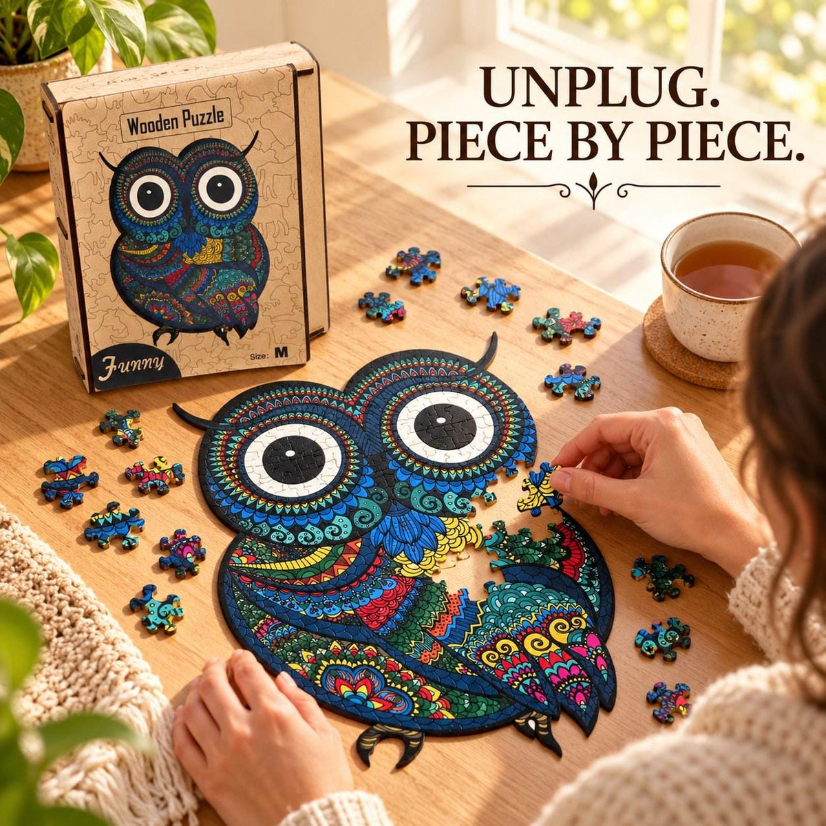 Round-Eyed Owl Wooden Jigsaw Puzzle for Adults, Medium, Wooden Gift Box — photo 7