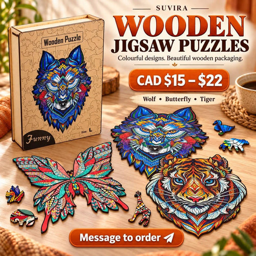 Animal Wooden Jigsaw Puzzle for Adults, Wolf, Tiger or Owl, Wooden Gift Box — photo 1