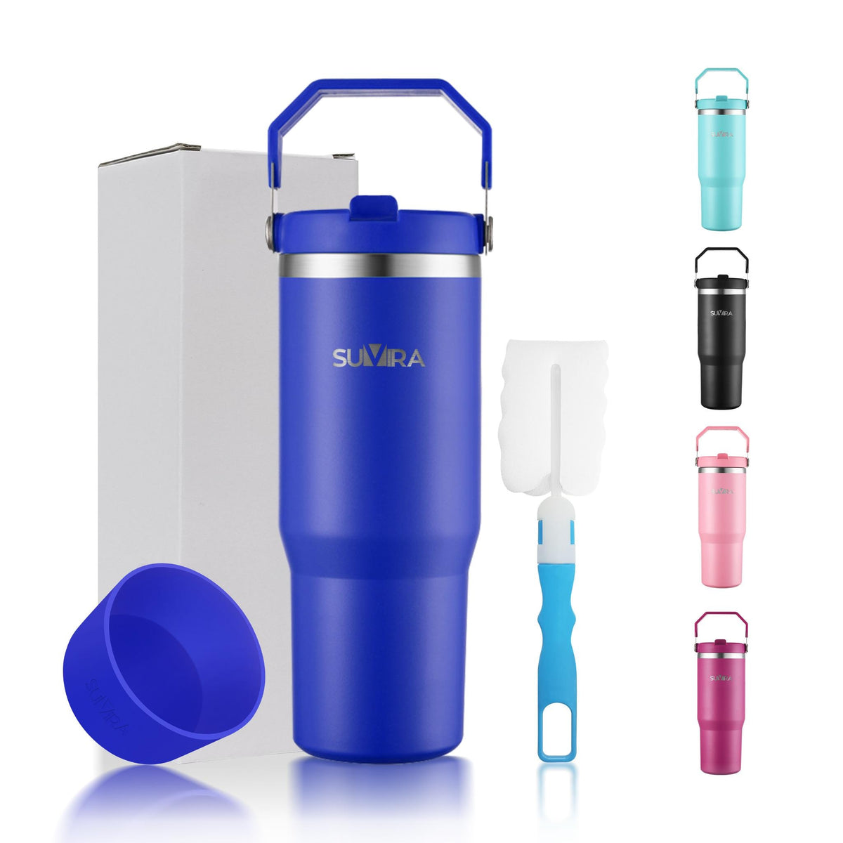 Insulated Stainless Steel Tumbler with Handle and Straw, 20/30 oz Travel Cup — photo 4