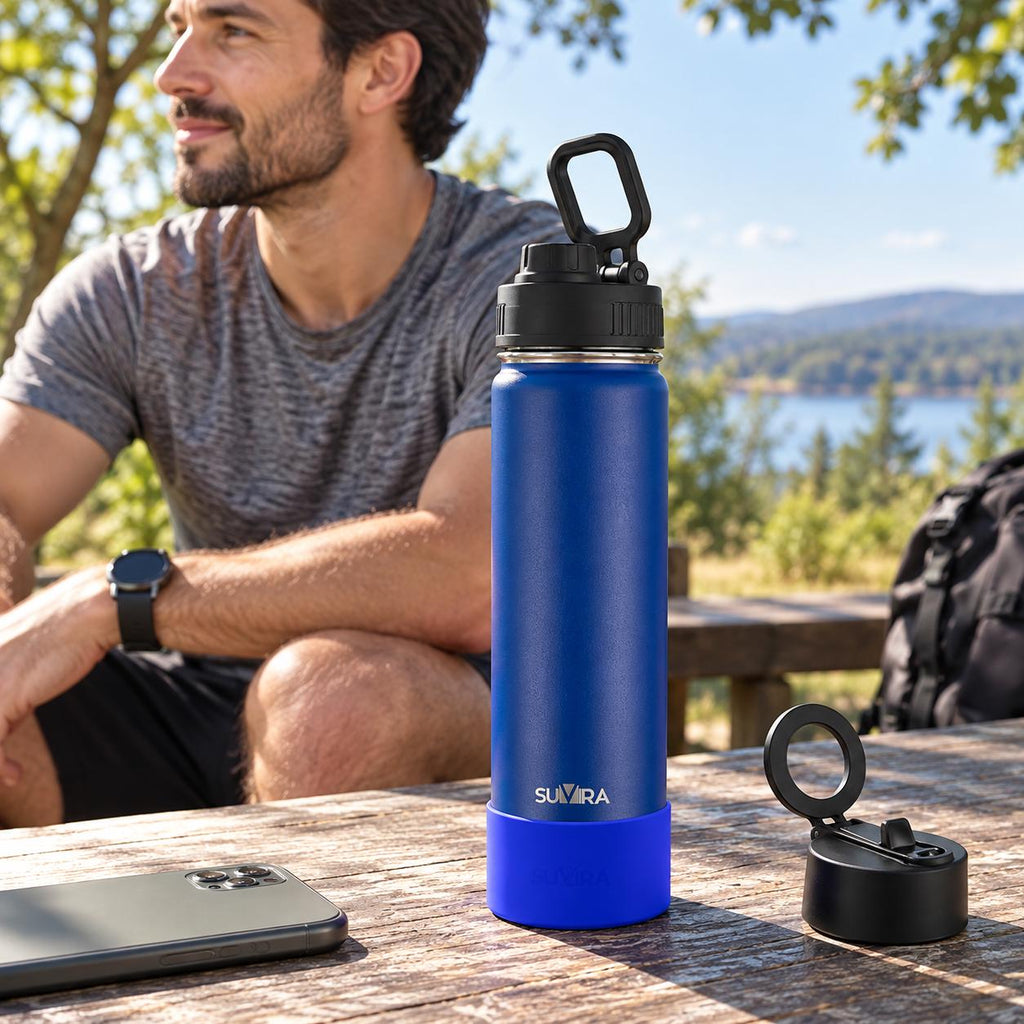 Magnetic Phone Holder Water Bottle, Insulated Stainless Steel, 2 Lids, 25/32 oz — photo 6