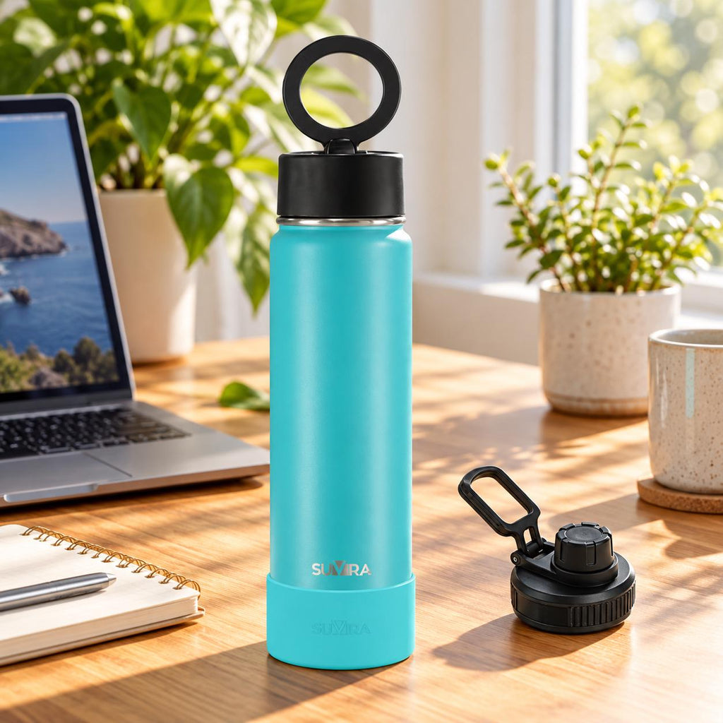 Magnetic Phone Holder Water Bottle, Insulated Stainless Steel, 2 Lids, 25/32 oz — photo 5