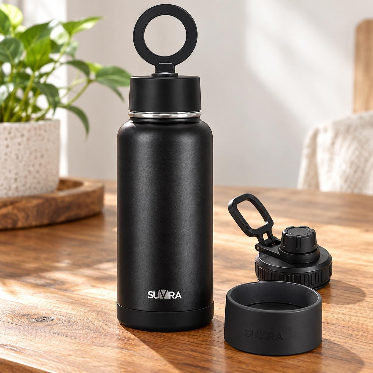 Magnetic Phone Holder Water Bottle, Insulated Stainless Steel, 2 Lids, 25/32 oz — photo 7