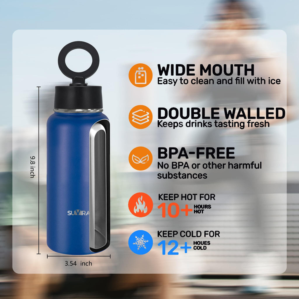 Magnetic Phone Holder Water Bottle, Insulated Stainless Steel, 2 Lids, 25/32 oz — photo 9