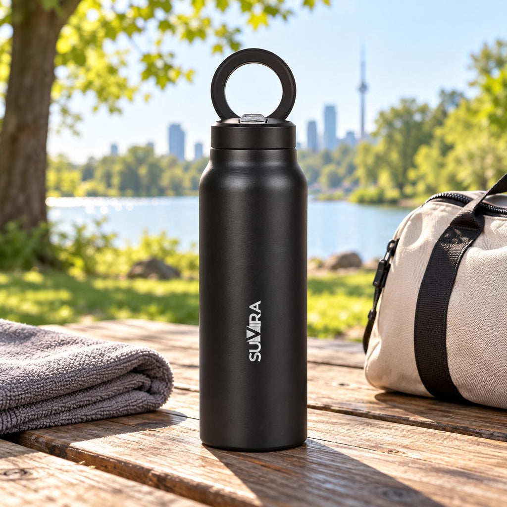 Magnetic Water Bottle 24 oz Insulated Stainless Steel with Phone Holder Lid — photo 7