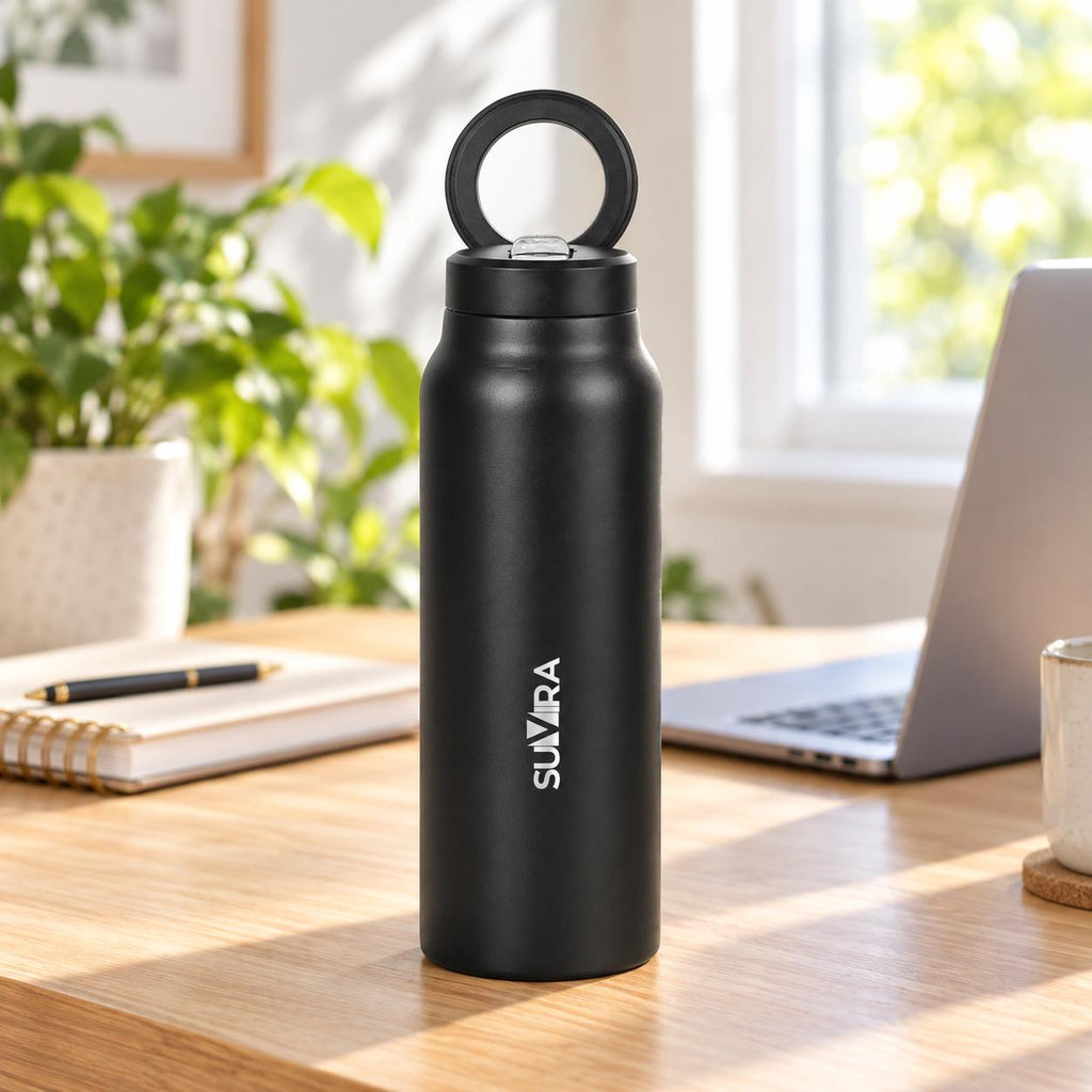 Magnetic Water Bottle 24 oz Insulated Stainless Steel with Phone Holder Lid — photo 6