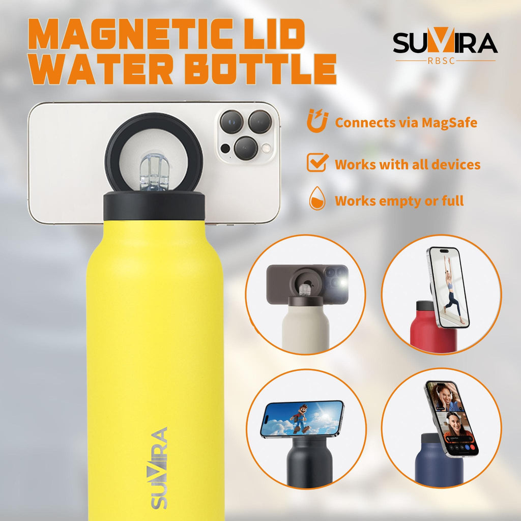 Magnetic Water Bottle 24 oz Insulated Stainless Steel with Phone Holder Lid — photo 9