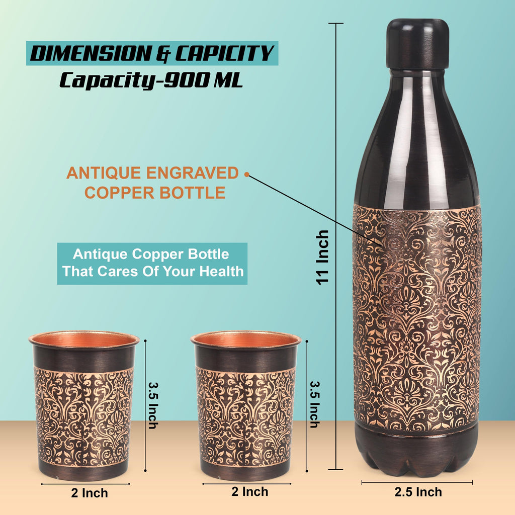 Pure Copper Water Bottle and 2 Tumblers, 32 oz Reusable Bottle Gift Set — photo 4