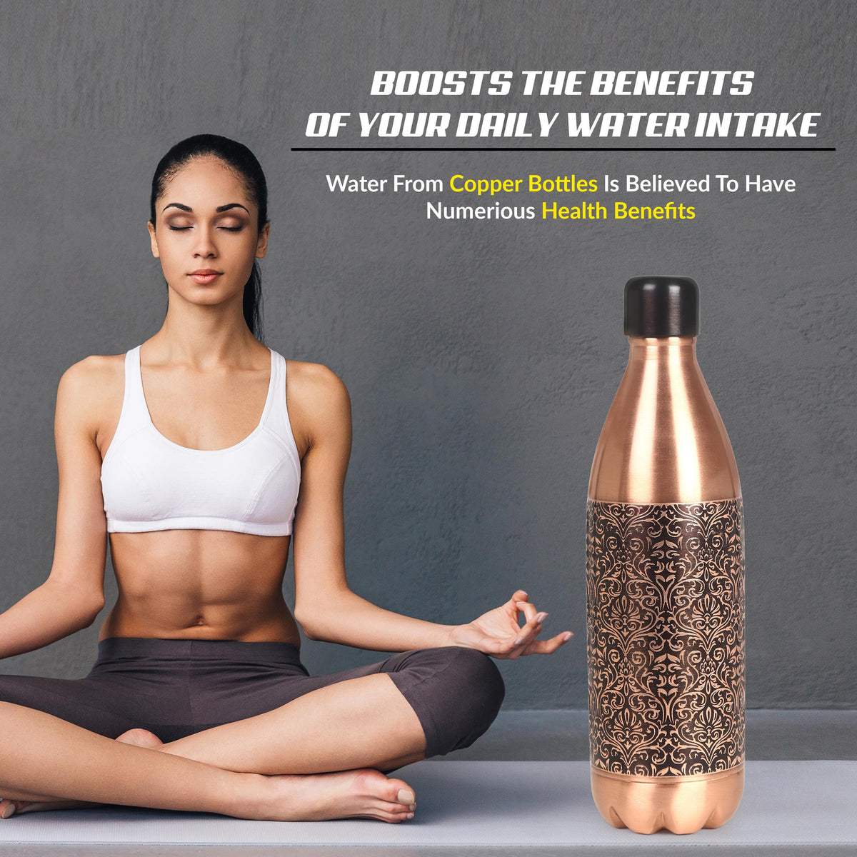 Pure Copper Water Bottle with 2 Tumblers, 32 oz Bottle and Cup Gift Set — photo 5