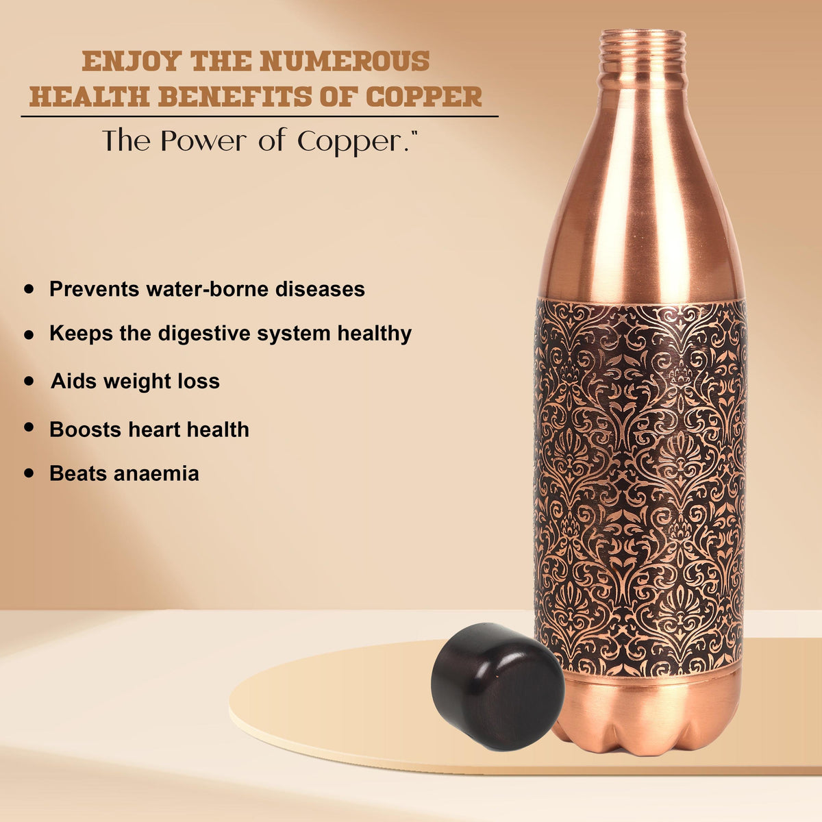 Pure Copper Water Bottle with 2 Tumblers, 32 oz Bottle and Cup Gift Set — photo 8
