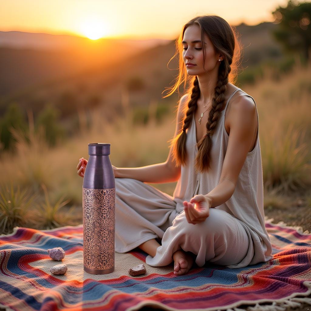 Copper Water Bottle, 32 oz Pure Copper Drinking Vessel, Reusable Gift Bottle — photo 3