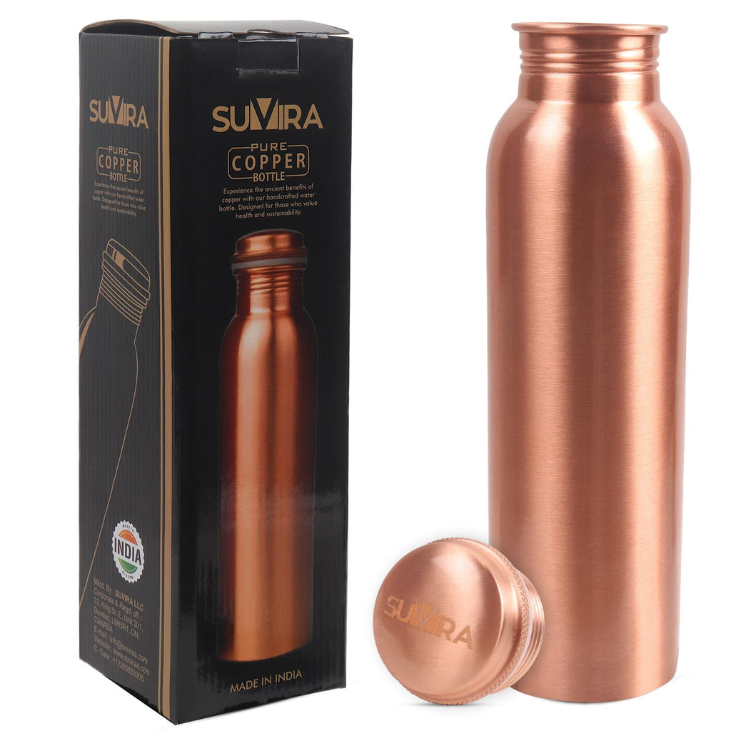 Pure Copper Water Bottle, 32 oz, Screw Cap, Reusable Copper Drinkware Gift — photo 1