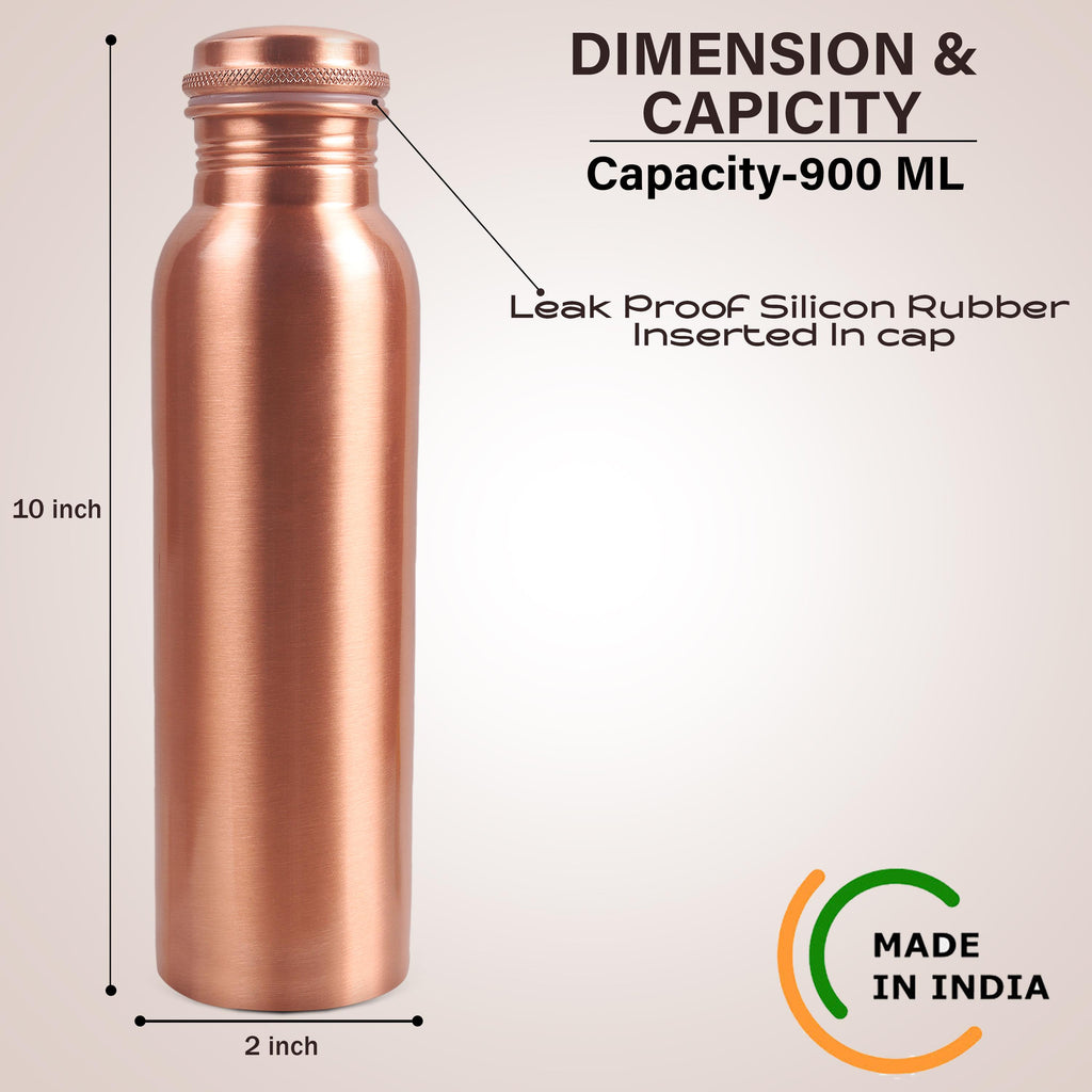 Pure Copper Water Bottle, 32 oz, Screw Cap, Reusable Copper Drinkware Gift — photo 2