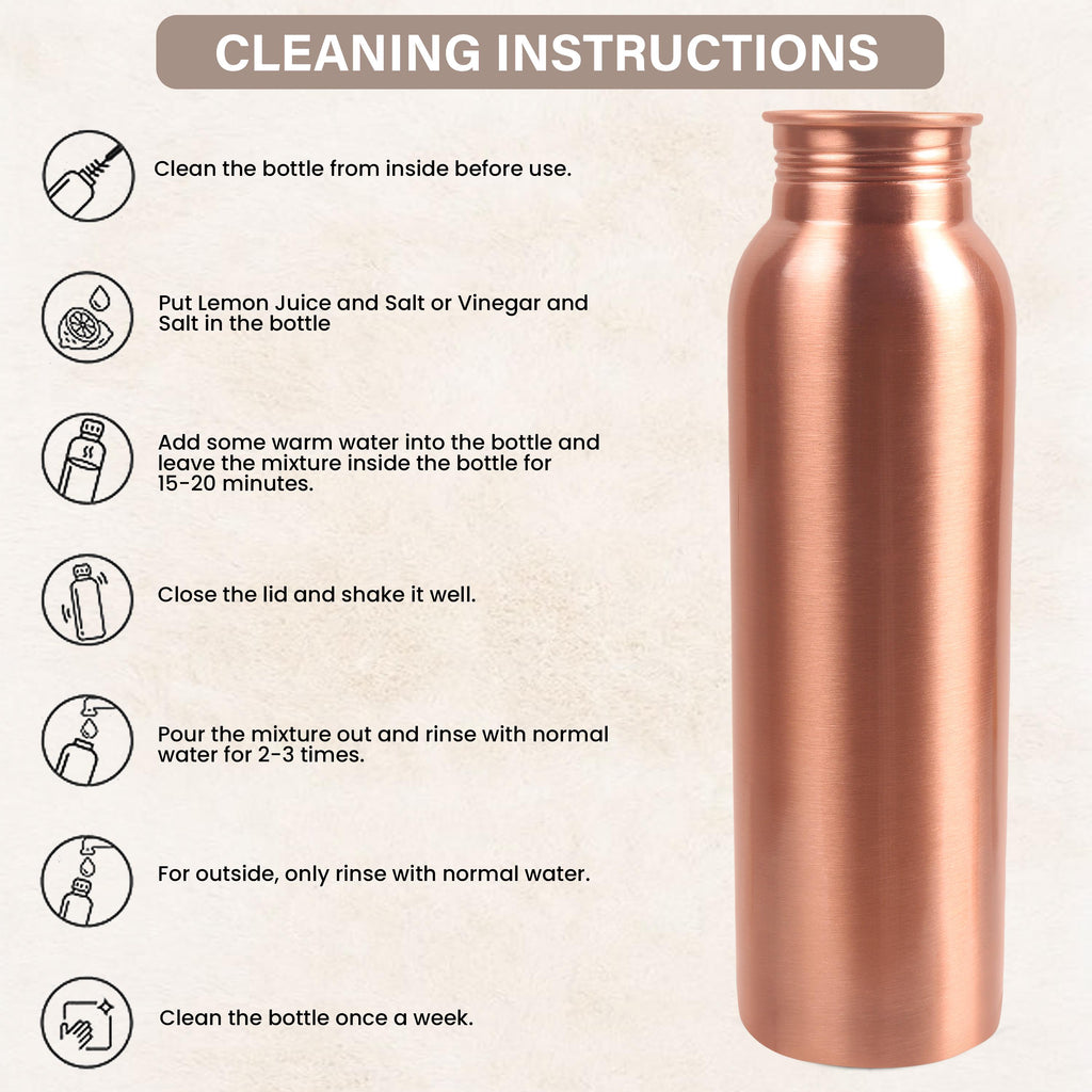 Pure Copper Water Bottle, 32 oz, Screw Cap, Reusable Copper Drinkware Gift — photo 3