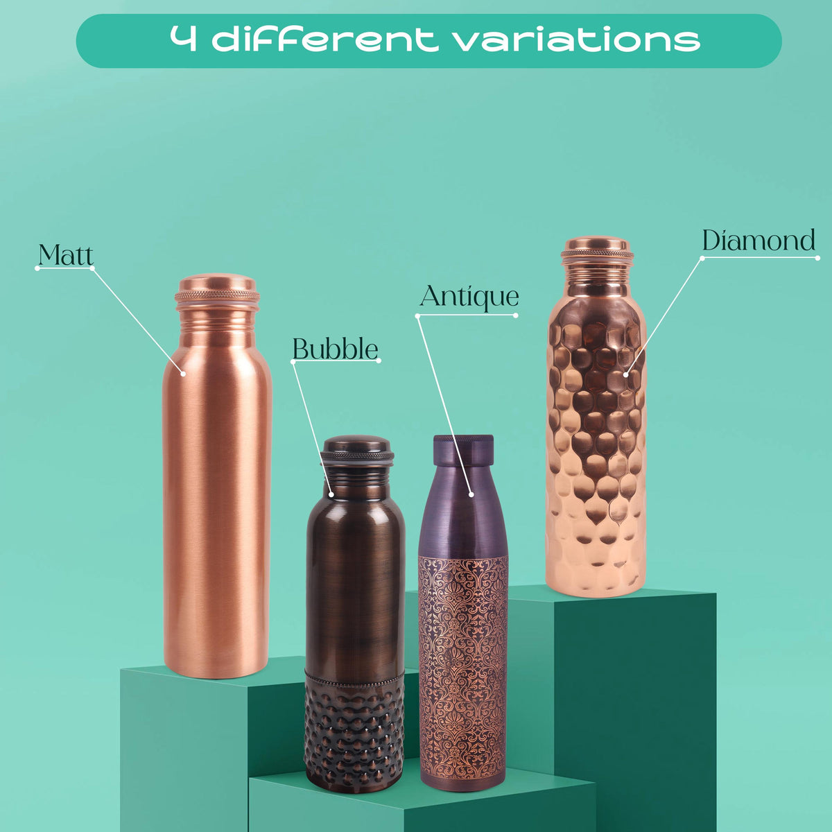 Pure Copper Water Bottle, 32 oz, Screw Cap, Reusable Copper Drinkware Gift — photo 5