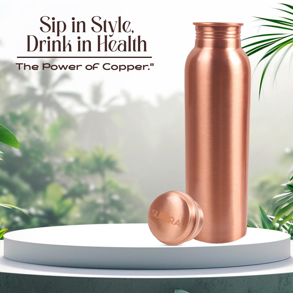 Pure Copper Water Bottle, 32 oz, Screw Cap, Reusable Copper Drinkware Gift — photo 6