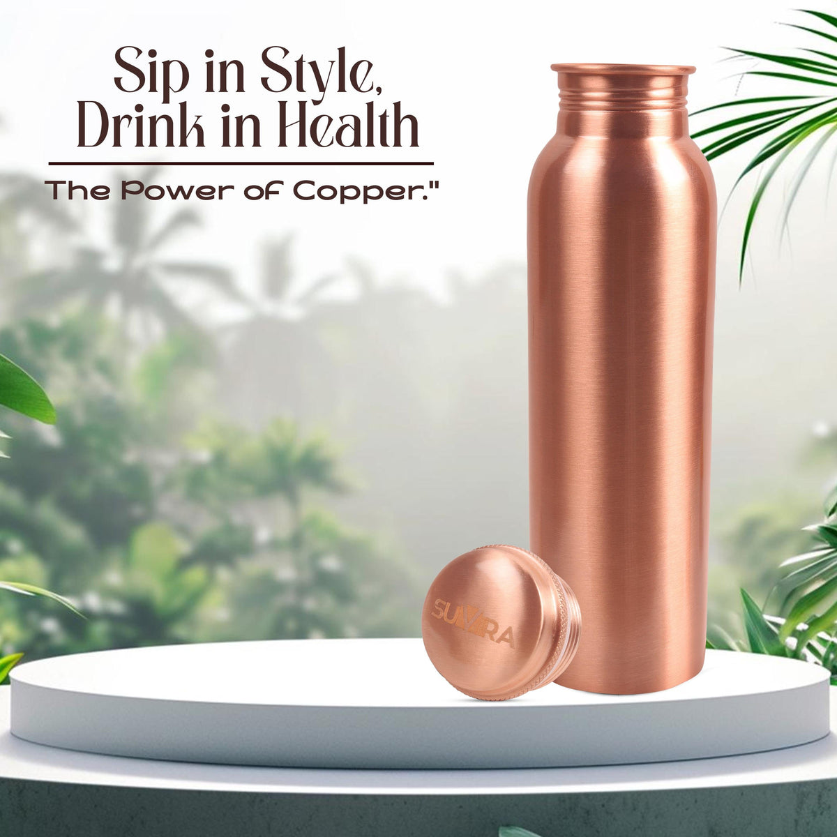 Pure Copper Water Bottle, 32 oz, Screw Cap, Reusable Copper Drinkware Gift — photo 6