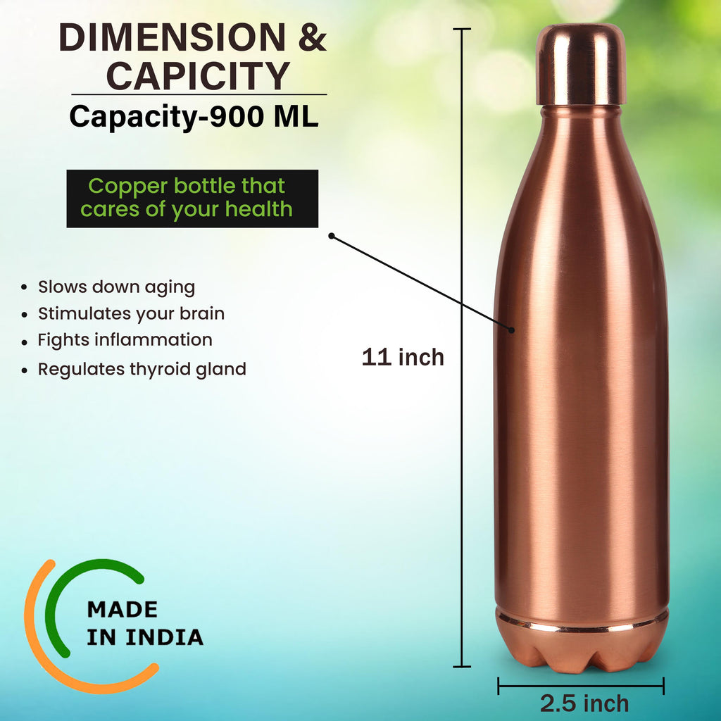 Pure Copper Water Bottle, 32 oz, Reusable Drinking Vessel, Copper Gift — photo 3