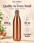 Pure Copper Water Bottle, 32 oz, Reusable Drinking Vessel, Copper Gift — photo 1