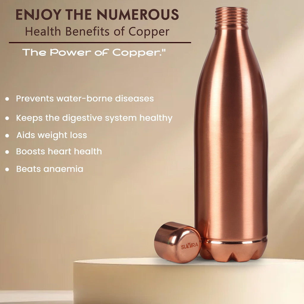 Pure Copper Water Bottle, 32 oz, Reusable Drinking Vessel, Copper Gift — photo 5