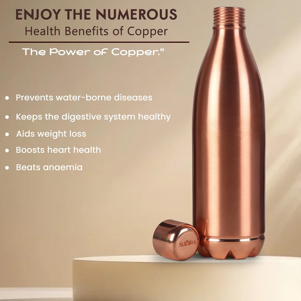 Pure Copper Water Bottle, 32 oz, Reusable Drinking Vessel, Copper Gift — photo 5