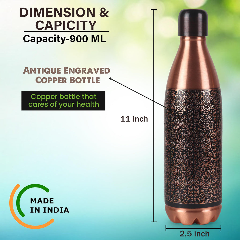 Pure Copper Bottle, 32 oz Reusable Water Vessel, Copper Drinkware Gift — photo 2