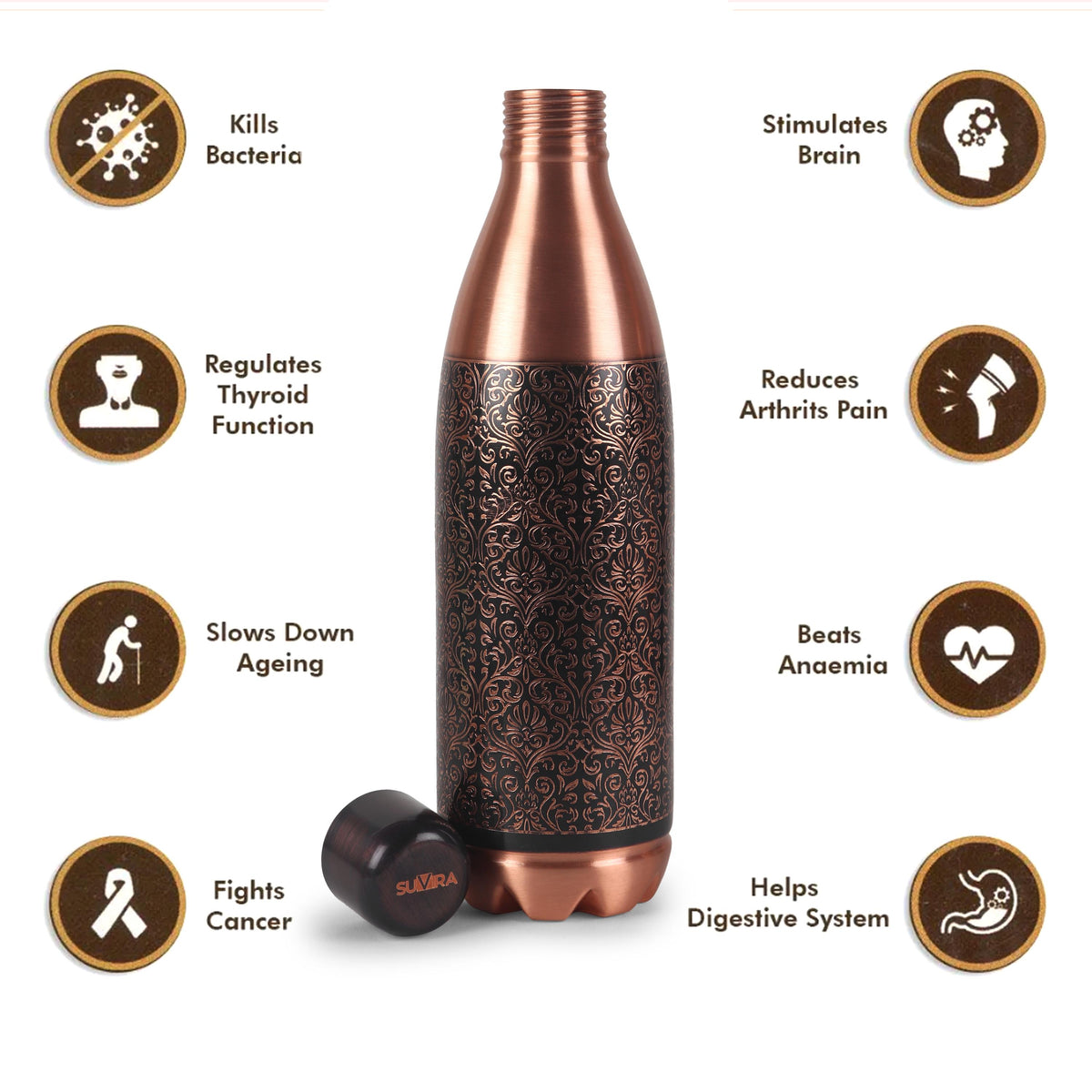 Pure Copper Bottle, 32 oz Reusable Water Vessel, Copper Drinkware Gift — photo 8