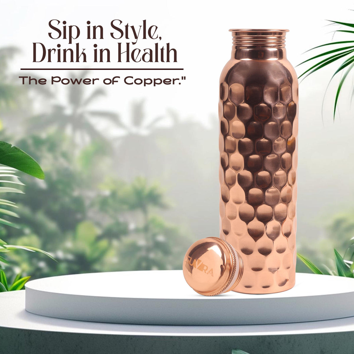 32 oz Copper Water Bottle, Pure Copper Reusable Drinking Vessel, Gift for Her or Him — photo 3