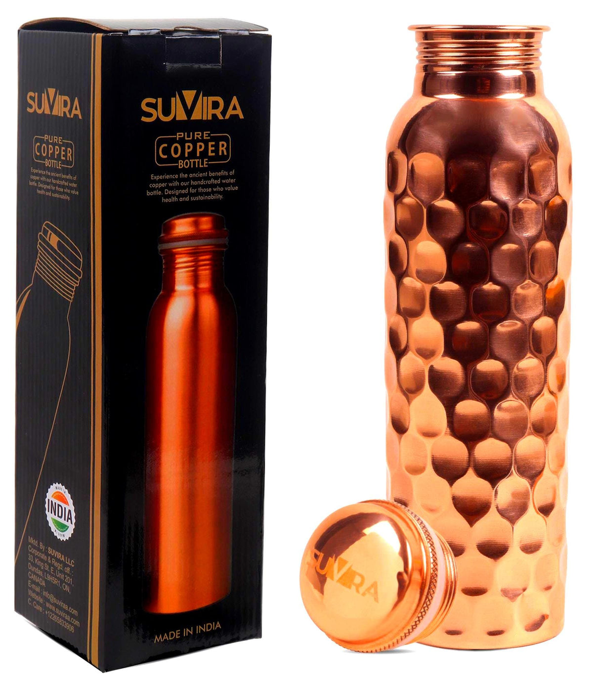 32 oz Copper Water Bottle, Pure Copper Reusable Drinking Vessel, Gift for Her or Him — photo 2