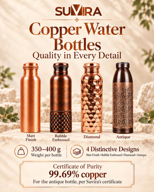 32 oz Copper Water Bottle, Pure Copper Reusable Drinking Vessel, Gift for Her or Him — photo 1