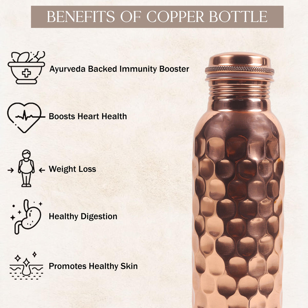 32 oz Copper Water Bottle, Pure Copper Reusable Drinking Vessel, Gift for Her or Him — photo 6